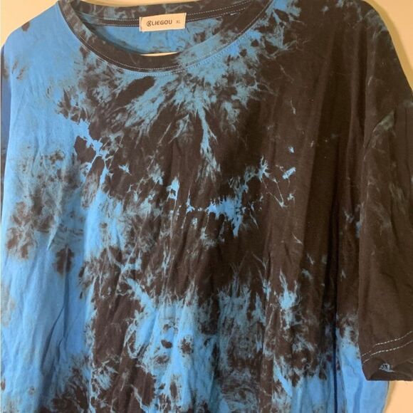 Kliegou XL Blue and Black Tie‎ Dye Hip Hop T Shirt - Picture 3 of 6